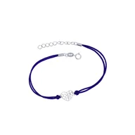 Biżuteria dla dzieci - Srebrna bransoletka 925 Ażurowe Serce II sznurkowa granatowa - miniaturka - grafika 1