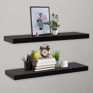 vidaXL Wiszące półki ścienne, 2 szt., czarne, 120 x 20 x 3,8 cm vidaXL - Półki do salonu - miniaturka - grafika 1