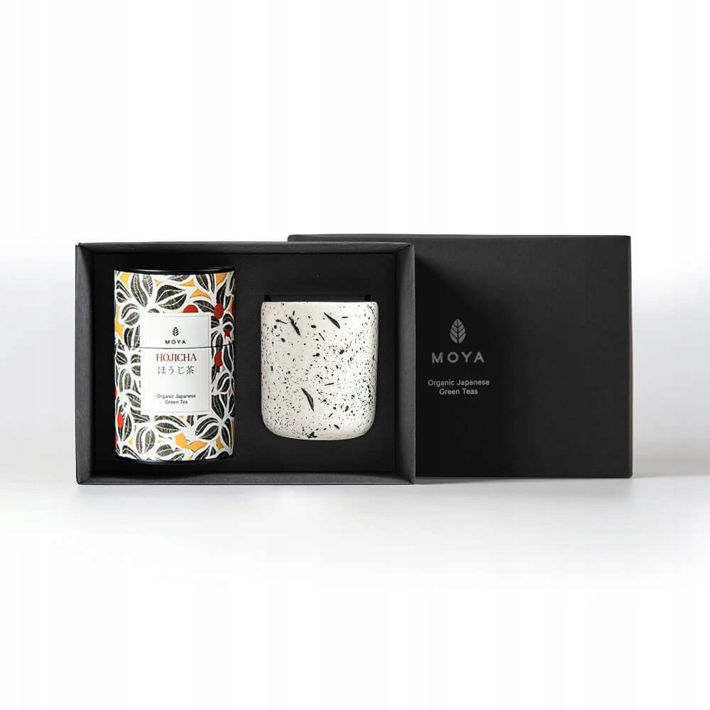 Zestaw prezentowy organiczna zielona herbata Moya Hojicha i kubek Shimo