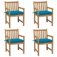 Fotele i krzesła ogrodowe - vidaXL Lumarko Krzesła ogrodowe z jasnoniebieskimi poduszkami, 4 szt., tekowe! 3073023 - miniaturka - grafika 1