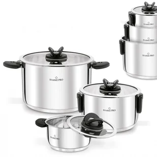 Zestaw garnków ze składanymi uchwytami ze stali nierdzewnej 6 elementów srebrne - Zestawy garnków i patelni - miniaturka - grafika 1