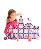 Klocki - Klocki magnetyczne Księżniczka – zestaw 50 elementów z figurkami, zamkiem i markerami dla dziewczynek - miniaturka - grafika 1