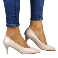 Czółenka - Czółenka Szpilki Na Niskim Obcasie Sergio Leone 1379 J.Szary Matowe - miniaturka - grafika 1