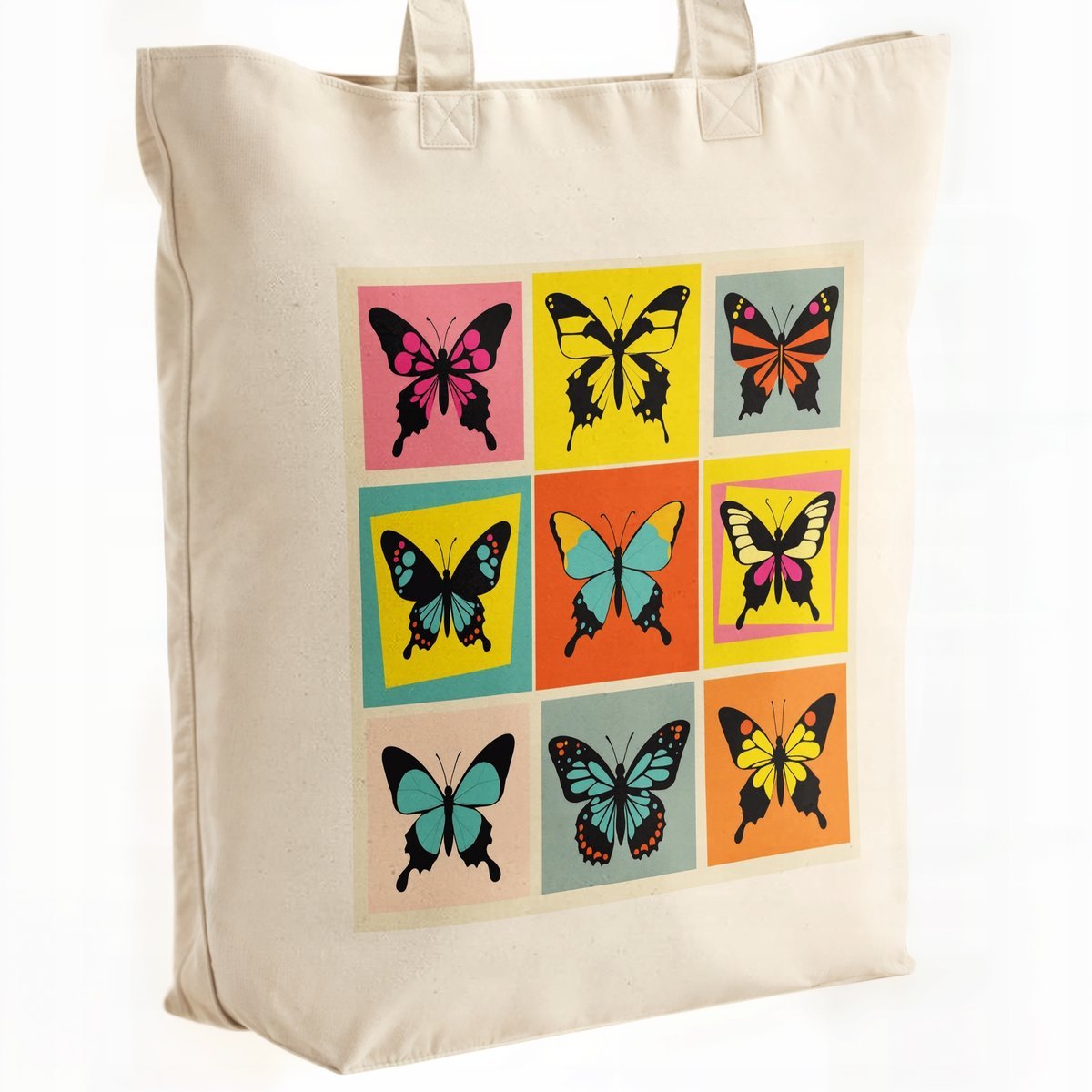 Torba bawełniana premium na zakupy Motyle Kolaż Abstrakcja Prezent