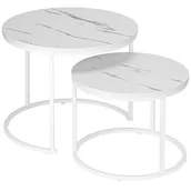 Ławy i stoliki kawowe - Zestaw stolików kawowych LOFTINSPIRED Galen Small Okrągły Biały Marmur - miniaturka - grafika 1