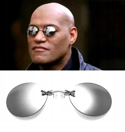 Okulary przeciwsłoneczne Matrix Morpheus bezramkowe klips UV400 vintage