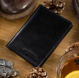 Etui Na Karty Dokumenty PolskaGalanteria Duże CZARNE Skóra Naturalna Pionowe z Miejscem Na Bilon MOTYW GÓRSKI 12 x 9 [cm] - Etui na dokumenty i karty - miniaturka - grafika 3