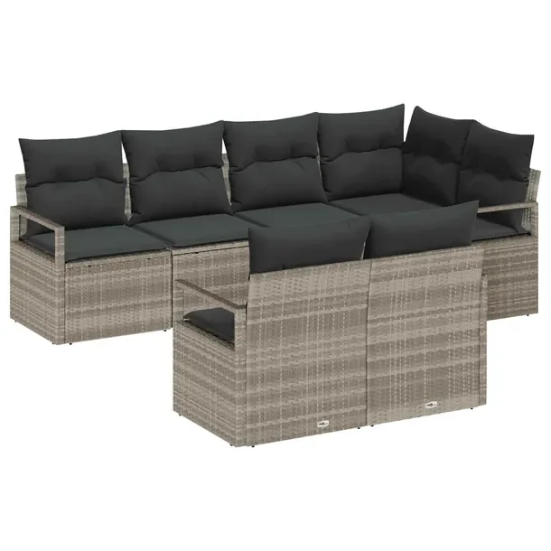 Zestaw Modułowej Sofy Ogrodowej z Regulowanymi Nogami, Rattan, Jasnoszary