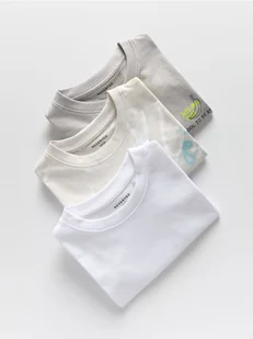 Reserved - Bawełniany t-shirt 3 pack - jasnoszary - Koszulki dla chłopców - miniaturka - grafika 1