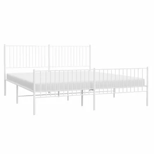 Metalowa rama łóżka z wezgłowiem i zanóżkiem, biała, 193x203 cm Lumarko! - Łóżka - miniaturka - grafika 4