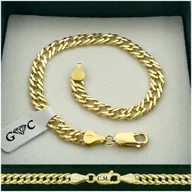 Bransolety męskie - BRANSOLETKA ZŁOTA MĘSKA 925/585 SREBRO ROMBO 21cm/5,5mm GRUBA + GRAWER - miniaturka - grafika 1