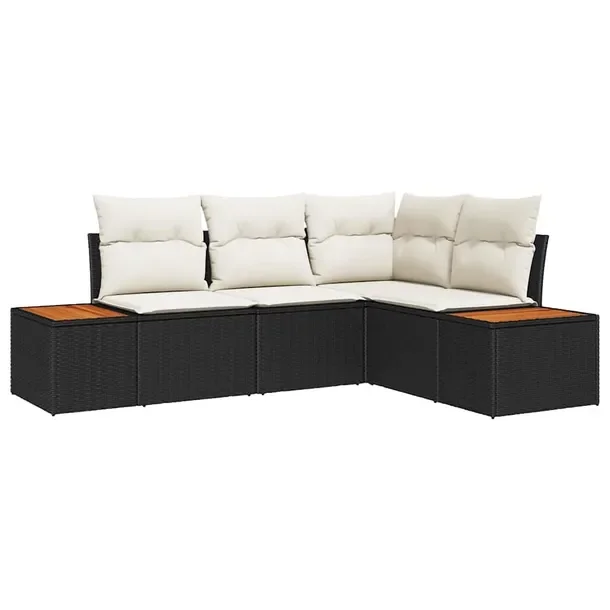 Modułowy zestaw sof ogrodowych z wikliny, czarno-biały, 70 cm głębokoś