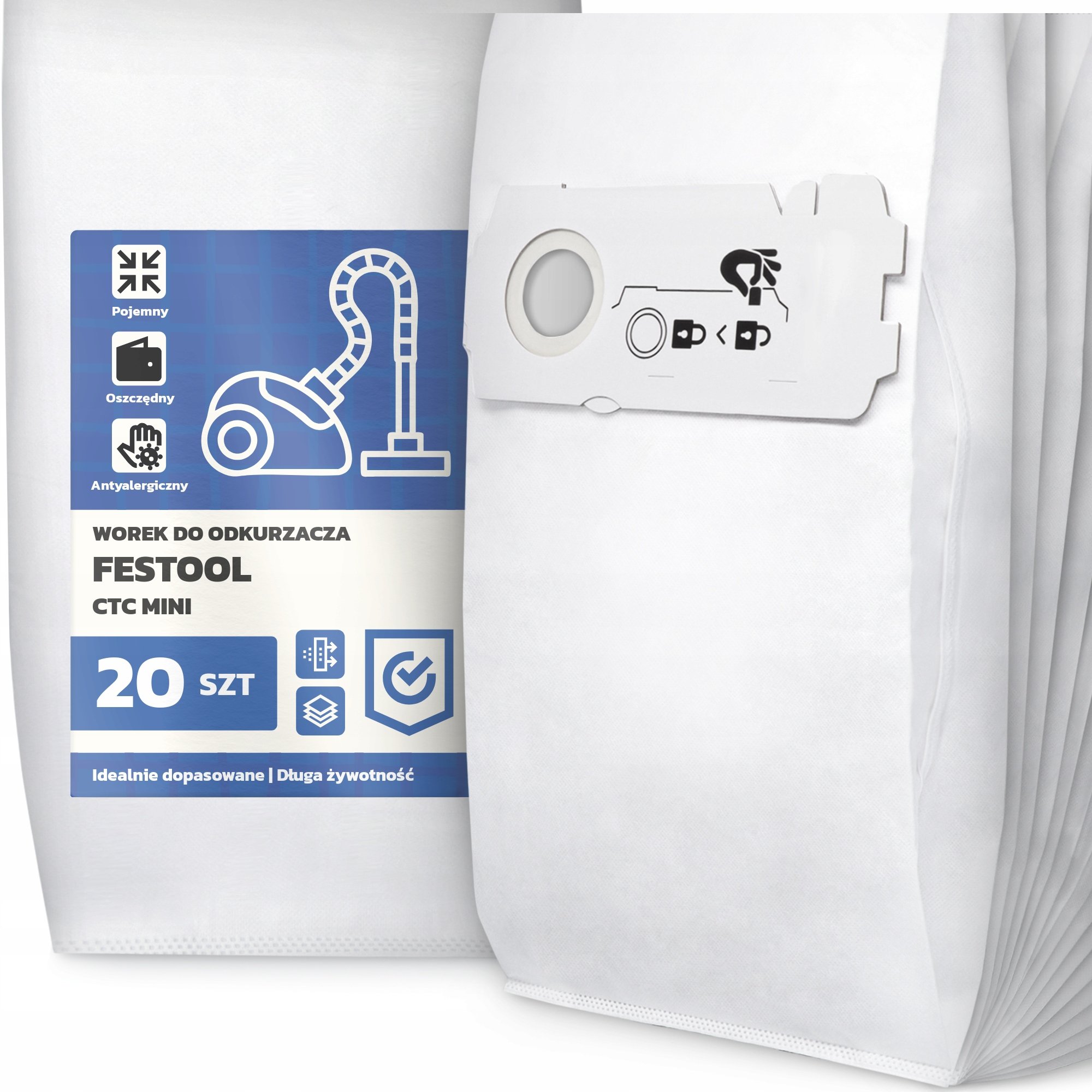 20x Worek do Odkurzacza Festool Ctc Mini Syntetyczny Duży Torba Worki G9-W