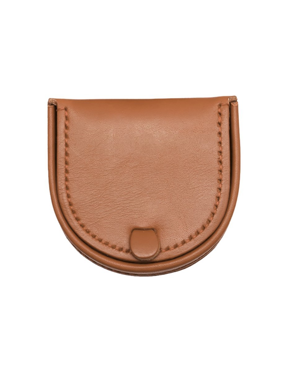 Podkówka portfel bilonówka skórzana 9x8,5 Koniak