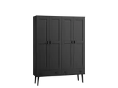 Szafy - Szafa sosnowa Venuci 4D nr1 wieszak/półki szuflada 175 cm czarna - miniaturka - grafika 1