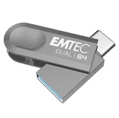 Pendrive - Emtec D280 Dual 64 GB USB Type-A / USB Type-C 3.2 Gen 1 (3.1 Gen 1) Srebrny ECMMD64GD283 - miniaturka - grafika 1
