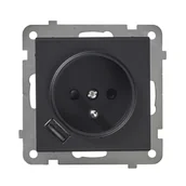 Gniazdka elektryczne - Ospel Sonata czarny gniazdo z uziemieniem + USB GP-1RZPUSB/m/33 GP-1RZPUSB/m/33 - miniaturka - grafika 1