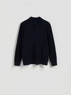 Swetry męskie - Reserved - Sweter z rozpinaną stójką - granatowy - miniaturka - grafika 1