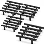 Zawiasy, okucia i inne akcesoria - Zestaw 20 uchwytów do szafek kuchennych ze stali nierdzewnej, uchwyty do mebli kuchennych, rozstaw 64 mm, kolor czarny - miniaturka - grafika 1