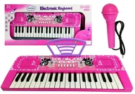 Instrumenty muzyczne dla dzieci - Duży keyboard z mikrofonem różowy 37 klawiszy - miniaturka - grafika 1