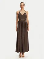 Sukienki - TWINSET Sukienka letnia 251TT2100 Brązowy Regular Fit - miniaturka - grafika 1
