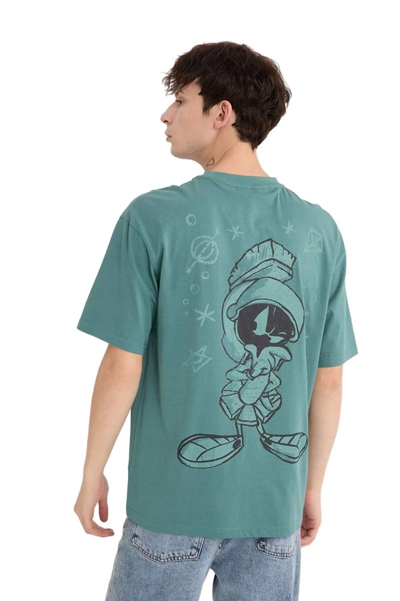 DEFACTO MĘSKI T-SHIRT Z NADRUKIEM NA PLECACH Z OKRĄGŁYM DEKOLTEM M 5DA
