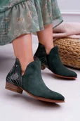 Botki damskie - Damskie Skórzane Botki Maciejka Zielone 04091-19-37 - miniaturka - grafika 1