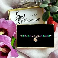 Bransoletki - SKORPION Bransoletka Znak Zodiaku Koniczynka Kamienie Naturalne /GiovanniDivine - miniaturka - grafika 1