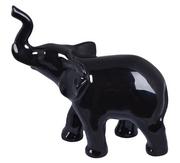 Figurki dekoracyjne - Figurka ceramiczna słoń czarny duży - miniaturka - grafika 1