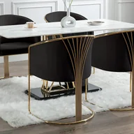 Krzesła - Zestaw 2 krzeseł z podłokietnikami z weluru i metalu - Kolor czarny i złoty - JOSETHE marki Pascal Morabito - miniaturka - grafika 1