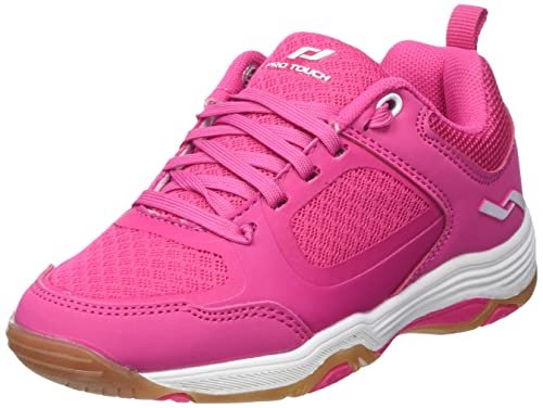 Pro Touch Rebel IV buty do siatkówki, różowe/czerwone wino/guma, rozmiar 10,5 UK, Różowo-czerwone guma do wina