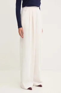 Armani Exchange spodnie damskie kolor beżowy szerokie high waist 6DYP48 YN8ZZ - Spodnie damskie - miniaturka - grafika 1