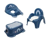 Nocniki - Zestaw NOCNIK krzesełko GRAJĄCY podnóżek NAKŁADKA Tęcza Granatowy - miniaturka - grafika 1