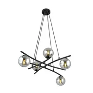 Lampy sufitowe - Modernistyczny żyrandol z grafitowymi kloszami 1203/5 z serii ESSA - miniaturka - grafika 1