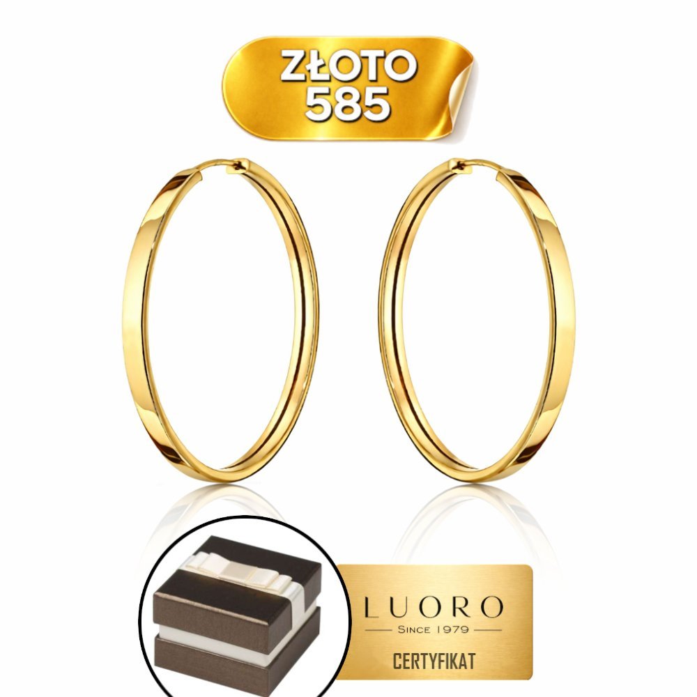 KOLCZYKI ZŁOTE 585 14K GŁADKIE KÓŁKA 23 MM SZTYFT ANGIELSKIE ZAPIĘCIE