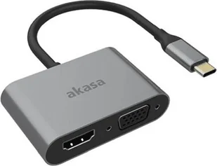 Stacja/replikator Akasa USB-C - HDMI - VGA Srebrny AK-CBCA23-18BK - Stacje dokujące i replikatory portów - miniaturka - grafika 1