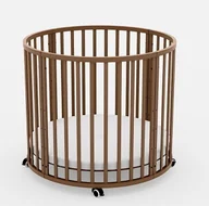 Łóżeczka i kojce - Skrzat ROUNDY łóżeczko okrągłe 90cm z MATERACEM w zestawie - kolor ORZECH - miniaturka - grafika 1