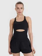 Koszulki sportowe damskie - 4F Top treningowy slim szybkoschnący damski 4F x Anna Lewandowska - czarny L - miniaturka - grafika 1