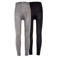 Legginsy - Ewers Legginsy dziecięce, jednokolorowe, dwupak, legginsy z bawełny, dla dziewcząt, wyprodukowane w Europie, szary/czarny, 152/164 cm - miniaturka - grafika 1