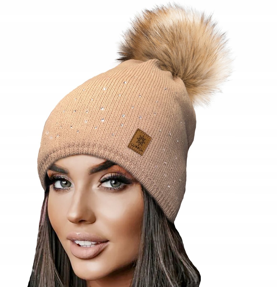 Zimowa CZAPKA CIEPŁA pompon i polar Woolk Verona