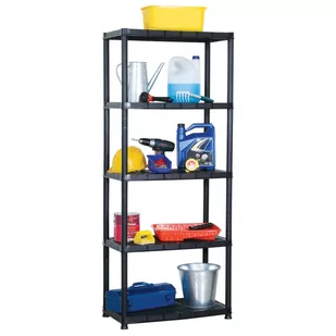 vidaXL Regał 5-poziomowy, czarny, 71 x 38 x 170 cm, plastik 8720286084342 - Szafy i regały magazynowe - miniaturka - grafika 1