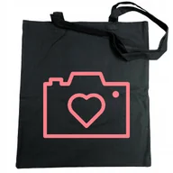Torby i wózki na zakupy - Torba na zakupy nadruk Różowy Aparat Serce - miniaturka - grafika 1