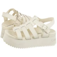 Sandały damskie - Sandały Platform Buckle Rubber Mg Mtl Triple Creamy White YW0YW01513 YBI (CK509-a) Calvin Klein - miniaturka - grafika 1