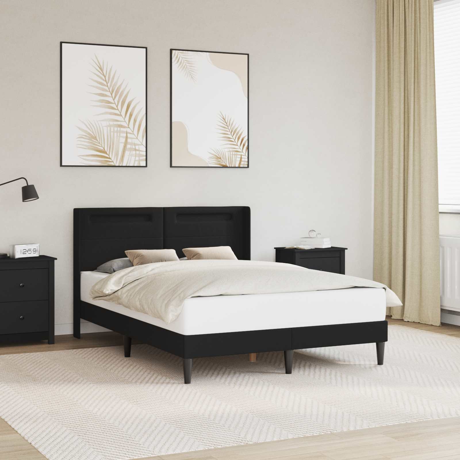 vidaXL vidaXL Ramka łóżka z paskami LED Czarny 120 x 200 cm Ekoskóra