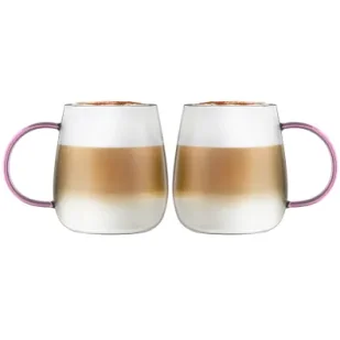 Vialli Design Komplet szklanek z różowym uchem Bolla 1166 2 x 400 ml - Szklanki - miniaturka - grafika 1
