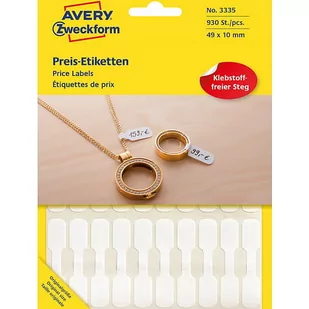 Avery Zweckform Etykiety jubilerskie cenowe do opisywania ręcznego Zweckform 930etyk./op. 49x10mm białe PROMOCJA! AVE-3335 - Etykiety do drukarek - miniaturka - grafika 1