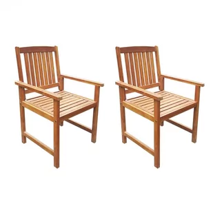 vidaXL Krzesła ogrodowe, 2 szt., lite drewno akacjowe, kolor brązowy - Fotele i krzesła ogrodowe - miniaturka - grafika 1