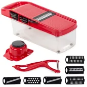 Siekacze tarki i szatkownice - OMEGA Krajalnica do warzyw szatkownica tarka zestaw 6w1 czerwona 15823 - miniaturka - grafika 1