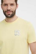 Koszulki męskie - HUGO t-shirt bawełniany męski kolor żółty z nadrukiem - Hugo - miniaturka - grafika 1