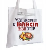 Torby i wózki na zakupy - Torba Bawełniana biała dla Babci Na Prezent ekologiczna Trwały Nadruk - miniaturka - grafika 1